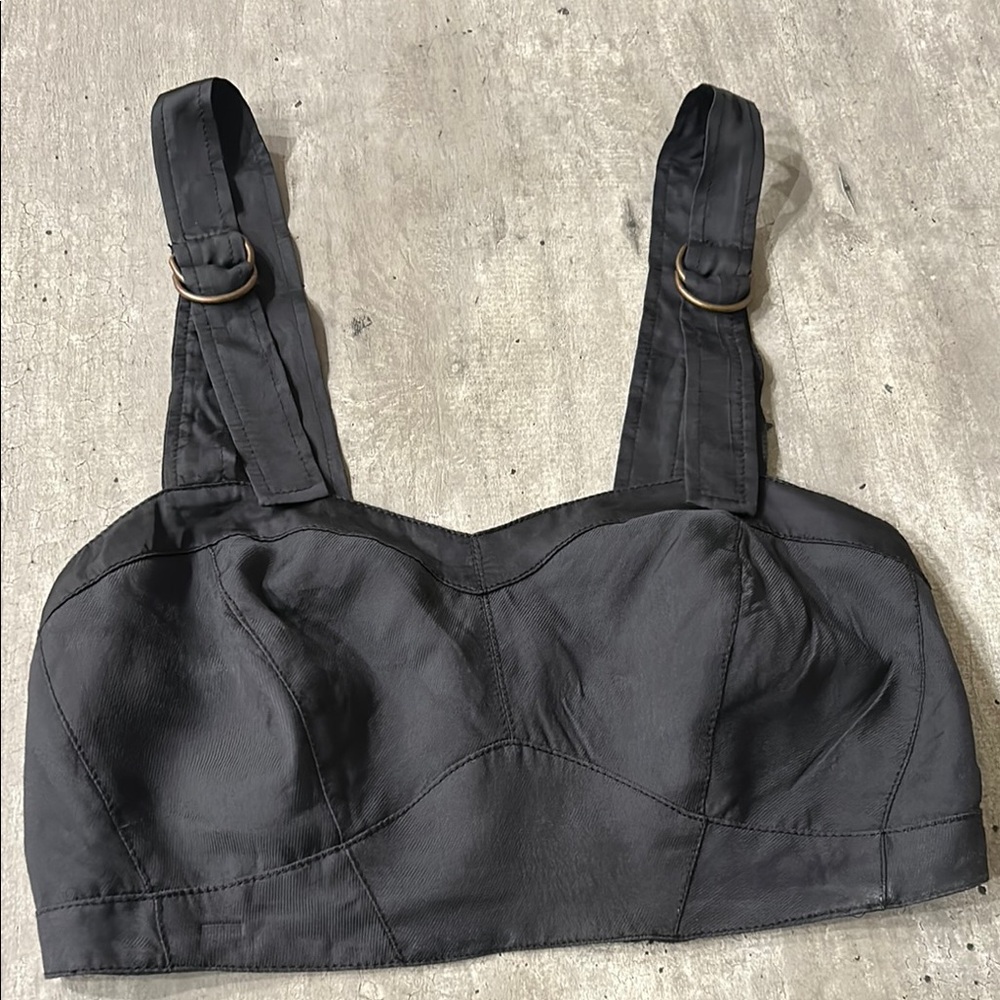 Anthropologie Charcoal Smocked Top size M